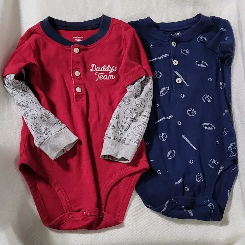 Carter's Baby Boys 2pc Sport Themed Bodysuits Bundle Size 24M